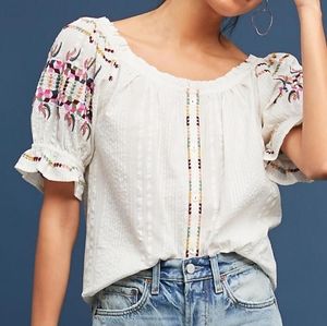 Anthropologie Peasant Embroidered Blouse